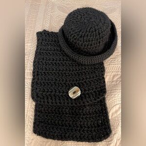 Black Coat Collar/Scarf with matching Bucket Hat